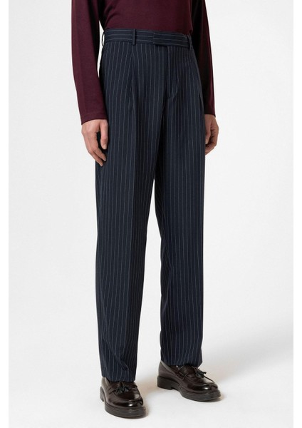 Lacivert Çizgili Relaxed Fit Erkek Pantolon modelleri