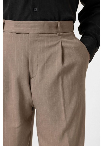 Vizon Çizgili Relaxed Fit Erkek Pantolon fırsatları