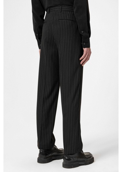 Siyah Çizgili Relaxed Fit Erkek Pantolon indirimleri