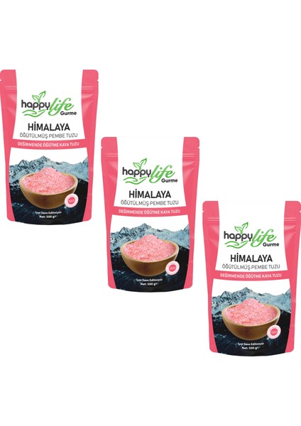 Happy Life Gurme Himalaya Tuzu Öğütülmüş Pembe 500 gr x 3 Adet