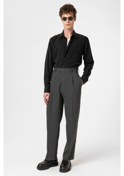 Antrasit Çizgili Relaxed Fit Erkek Pantolon modelleri