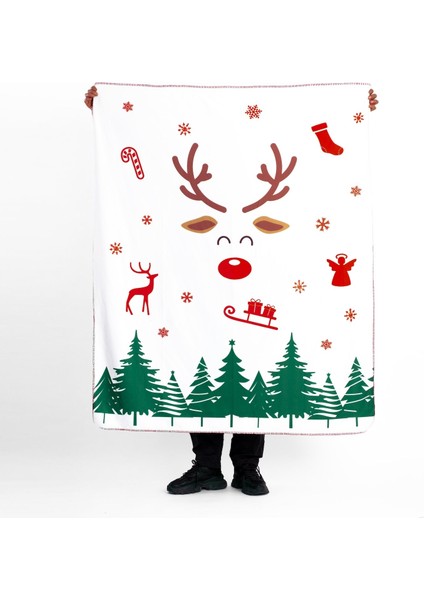 Yılbaşı Geyikli Polar Tv Battaniyesi