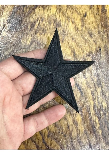 9x9 cm Ütü Ile Yapışan Siyah Nakış Işleme Yıldız Arma Aplike modelleri
