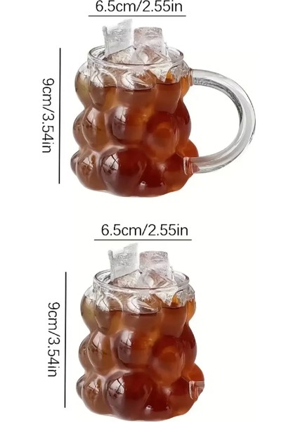 4'lü Üzüm Tanesi Boncuklu Pipetli Cam Bardak 350 ml Kulplu Kulpsuz Meşrubat Su Kahve Sunum Bardağı fırsatları