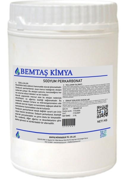 1,2 Kg Saf Akkim Üretimi Perkarbonat Sodyum Beyazlatıcı Toz