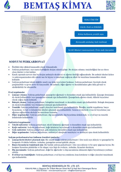 1,2 Kg Saf Akkim Üretimi Perkarbonat Sodyum Beyazlatıcı Toz fiyatları