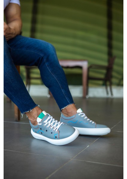 Shoes Deri Erkek Gri Sneaker