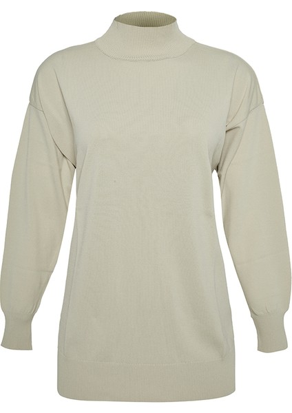 3656111 Ince Ipli Düz Triko Tunik
