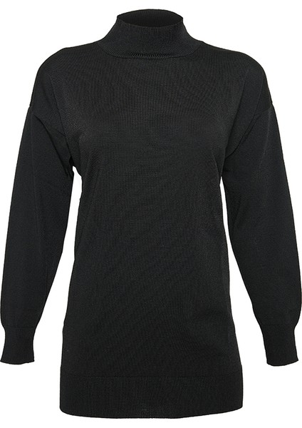 3656111 Ince Ipli Düz Triko Tunik