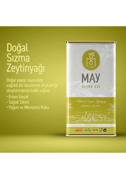 Erken Hasat Doğal Sızma Zeytinyağı 15LT | May Olive Oil