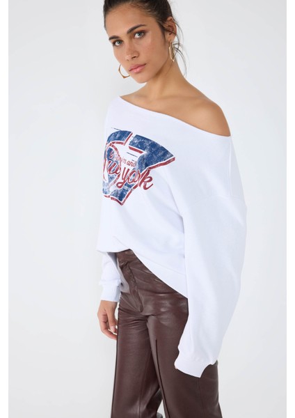 New York Baskılı Sweatshirt