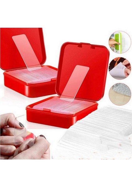 Çift Taraflı Bant 1 cm x 3,5 cm Nano Bant Duvar Bandı 60 Parça