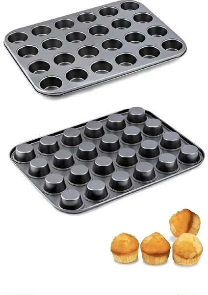 Muffin Kalıbı 24'lü Mini Cupcake Fırın Kapsülü Kek Browni Kekstra Kurabiye Kalıbı Muffin Baking Pan