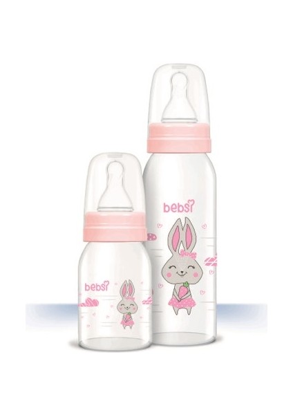 Cam Biberon Seti Pembe (250ML+125ML) (4 Lü Set)