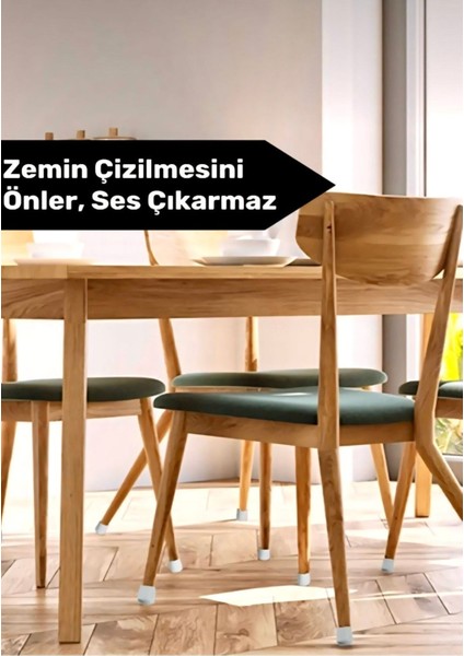 12 Adet Masa ve Sandalye Ayak Koruyucu Çizdirmez Beyaz Kaydırmaz Silikon indirimleri