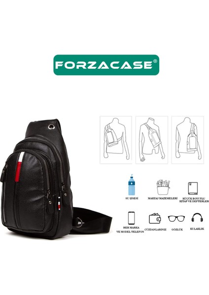 Unisex Su Geçirmez Kulaklık Çıkışlı 2 Bölmeli Suni Deri Çapraz Göğüs ve Sırt Çantası FC869 indirimleri