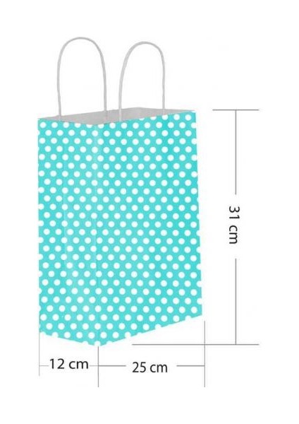Mavi Puantiyeli Büküm Saplı Kağıt Çanta 25X31CM 25AD. fiyatları