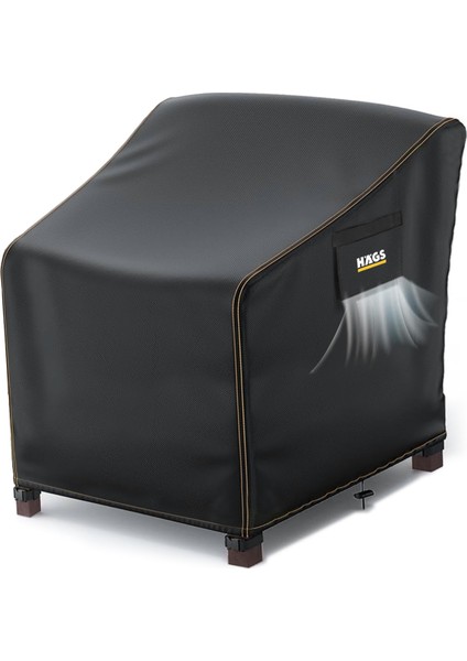 Tek Kişilik Bahçe Koltuk Örtüsü, Su Geçirmez Açık Hava Bahçe Mobilya Kılıfı 80-95-90cm - Siyah