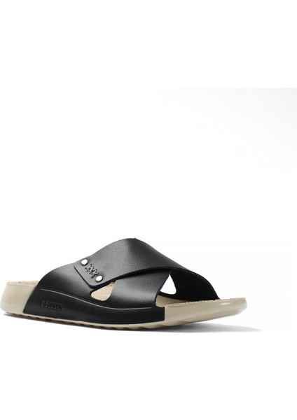 Kadın Siyah Zımba Detaylı Deri Terlik modelleri