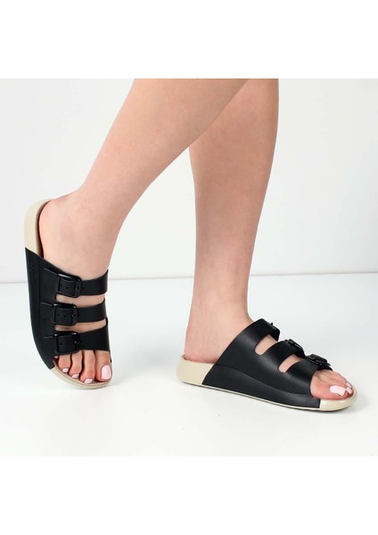 Kadın Siyah Üç Tokalı Rahat Deri Terlik fiyatları