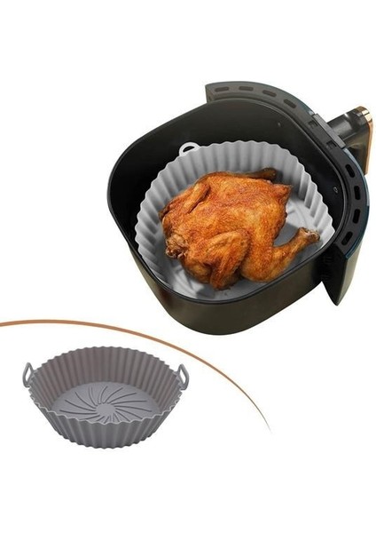 Renkli Isıya Dayanıklı Yıkanılabilir Silikon Fırın Ve Airfryer Yuvarlak Pişirme Matı 20 Cm (3791)