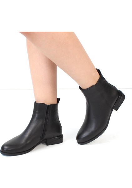 Kadın Siyah Fermuarlı Deri Bot fiyatları