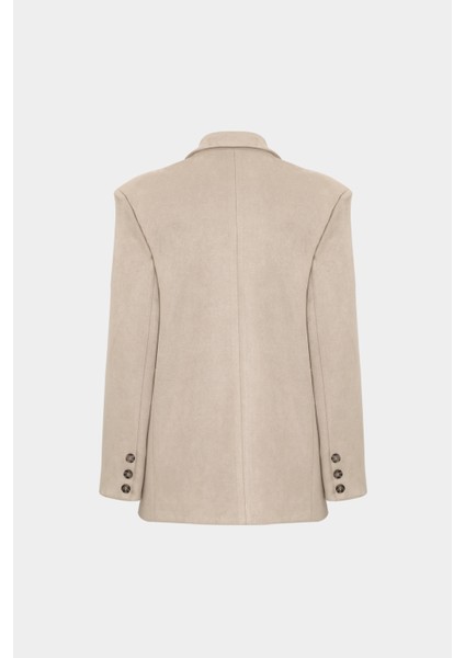 Premium Oversize Çift Düğme Blazer Kadın Süet Ceket