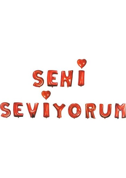 Seni Seviyorum Kırmızı Folyo Balon Seti