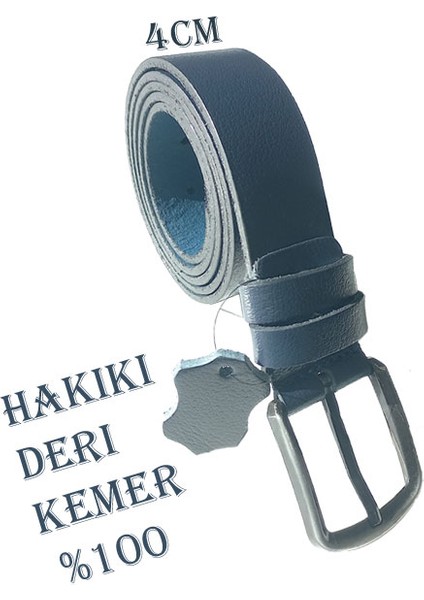 Hediyelik Lacivert Erkek %100 Hakiki Deri Kemer 4Cm - Eybul