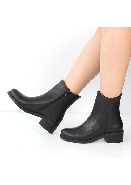 Kadın Siyah Fermuarlı Deri Bot fiyatları