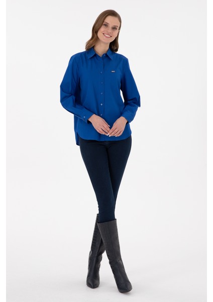 Kadın Saks Gömlek Desenli 50297103-VR045 fırsatları