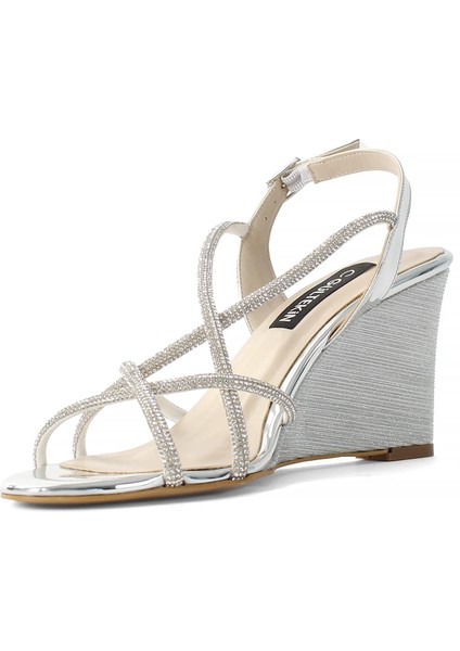 Kadın Lame Taşlı Dolgu Topuklu Abiye Ayakkabı fırsatları