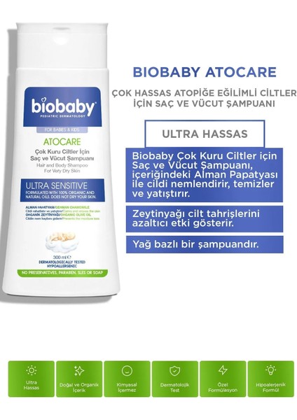 Biobaby Kuru ve Atopik Ciltler Için Şampuan 300 ml + Krem 100 ml Çok Kuru Ciltler Avantajlı Paket