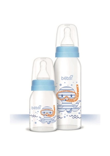 Cam Biberon Seti (Mavi - Pembe) (250ML+125ML) (Karma 4 Lü Set)