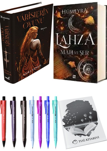 Lahza 1 Mah ve Şer Ciltli ve Varislerin Oyunu Ciltli Adora Yağmur 2'li Set + Hediyeli