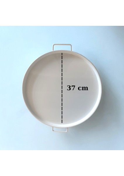 Tepsi Metal Kulplu Metal Çay Tepsisi Kahve Tepsisi Sunum Kahvaltı 37 cm Orta Boy Tepsi fiyatları