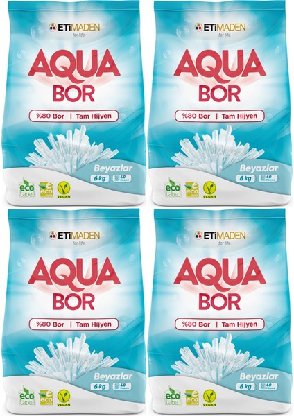 Aquabor Matik Toz Çamaşır Deterjanı 24 kg Beyazlar İçin 160 Yıkama