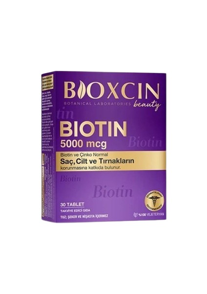 Biotin 5.000 Mcg 30 Tablet - Biotin Çinko 15 Mg Saç ve Tırnak Vitamini