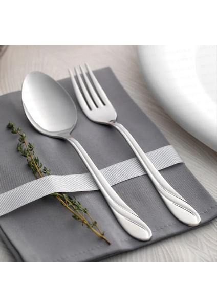 Safir Sade 30 Parça 6 Kişilik Çatal Kaşık Takımı