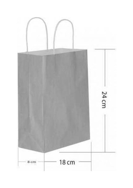 Gri Büküm Saplı Kağıt Çanta 18X24CM 25AD. fiyatları