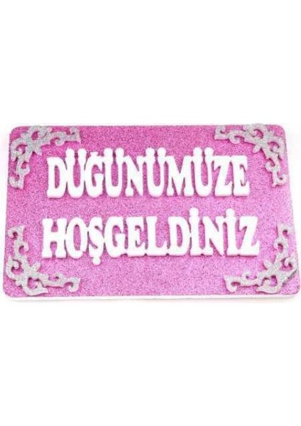 Düğünümüze Hoşgeldiniz Pembe Strafor Süs fiyatları