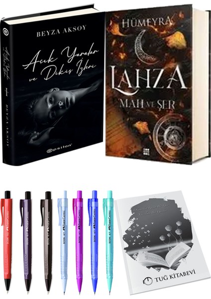 Lahza 1 Mah ve Şer Ciltli ve Açık Yaralar ve Dikiş Izleri Ciltli Beyza Aksoy 2'li Set + Hediyeli