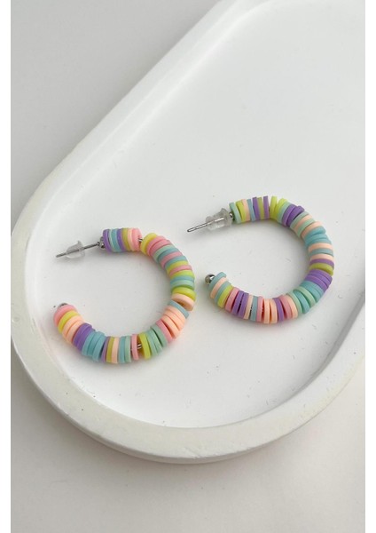 Soft Renkli Fimo Halka Küpe (3cm)