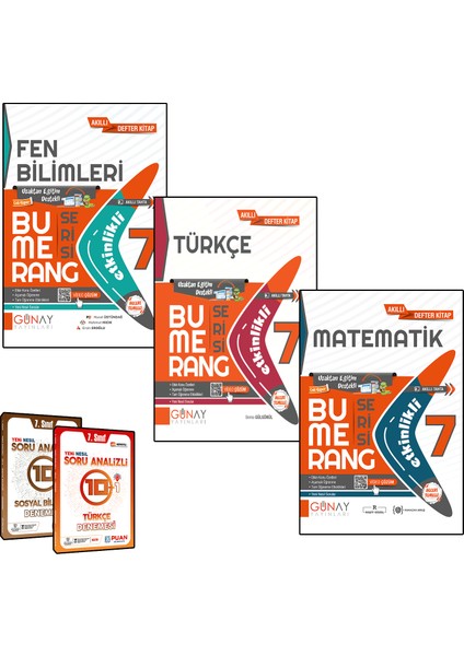 2025 7. Sınıf Fen Bilimleri - Türkçe - Matematik Bumerang Serisi + 2'li Deneme