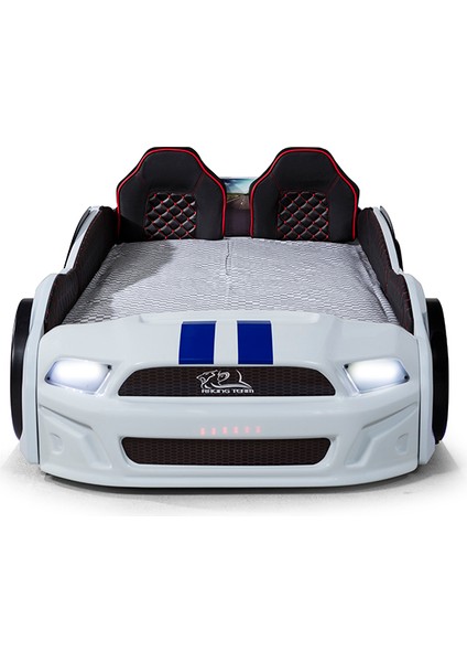 Kapıları Açılan Mustang Full Ledli Kumandalı ve Müzikli Bazalı Arabalı Yatak fırsatları