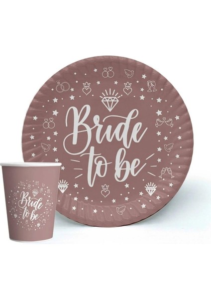Bride To Be Bakır Tabak Bardak Set 8'li
