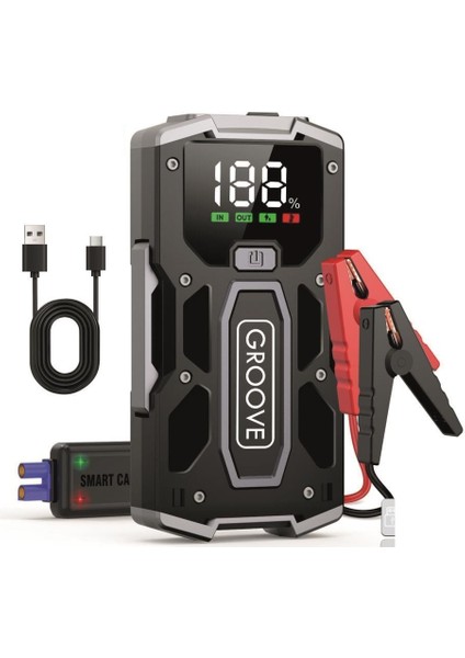 M01 15800MAH 2000A Akü Takviye Cihazı Taşınabilir Jump Starter (Powerbank+Led Lamba+Lcd Ekran)