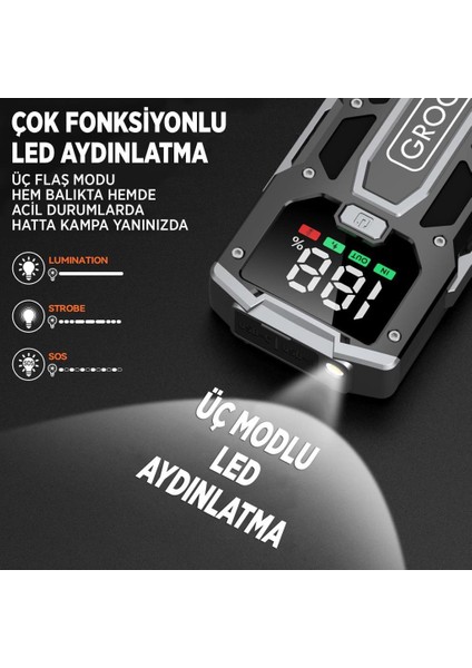 M01 15800MAH 2000A Akü Takviye Cihazı Taşınabilir Jump Starter (Powerbank+Led Lamba+Lcd Ekran)