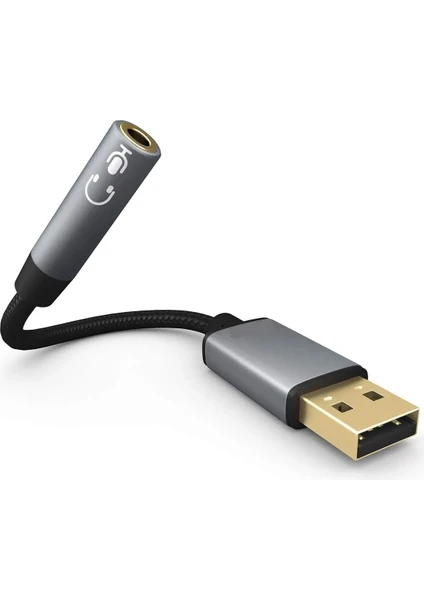 USB To 3.5mm Jack Çevirici Dönüştürücü Kulaklık ve Mikrofon Destekli USB To Aux Dönüştürücü Adaptör