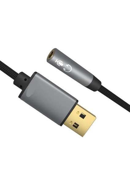 USB To 3.5mm Jack Çevirici Dönüştürücü Kulaklık ve Mikrofon Destekli USB To Aux Dönüştürücü Adaptör